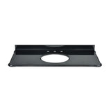 Custom-cut Malago undermount vanity top in Black Granite. Includes backsplash