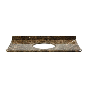 Custom-cut Malago undermount vanity top in Dark Emperador Marble. Includes backsplash. S-MALAGO-48DE N/A