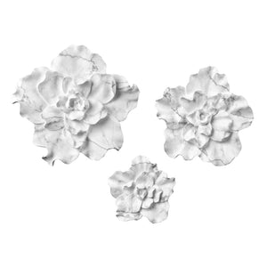 Blume Dimensional Wall Art - Set of 3 White Marble S0036-12024/S3 Elk Home