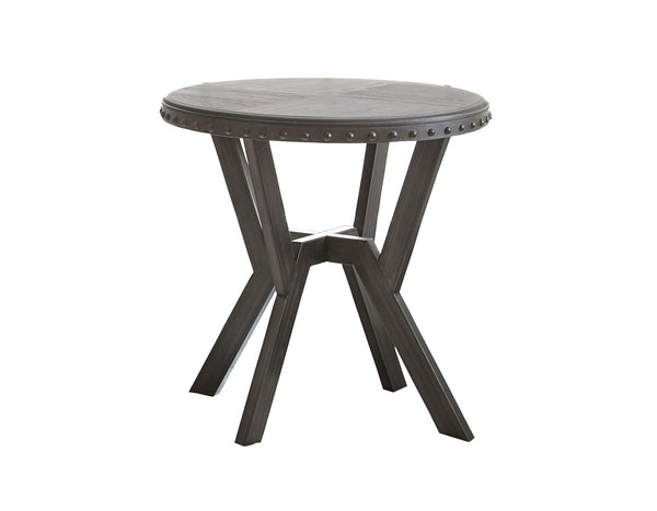English Elm Steve Silver - Alamo Gray 3-Piece Table Set with Geometric Metal Base, Rivet Rim & Wood Tops — Industrial Chic B081S00356