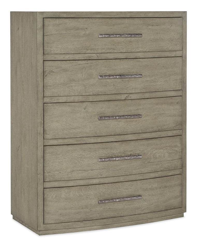 Hooker Furniture Linville Mink Five-Drawer Chest With Cedar-Lined Drawer, Felt-Lined Top, Antique Pewter Pulls 6150-90010-85