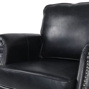 English Elm Club Chair Faux Leather Deep Seat Lounge with Dark Birch Legs for Living Room 71403.00PUMDNT