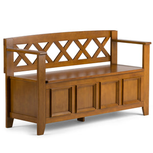 English Elm Amherst Solid Wood Storage Bench – Light Avalon Brown, Stylish Entryway Seating & Hidden Storage B136P158266