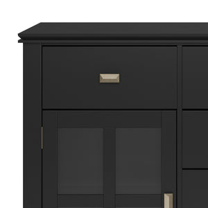 English Elm Artisan Solid Wood Sideboard Buffet: Elegant Black Finish, Ample Storage & Timeless Design For Home B136P158388