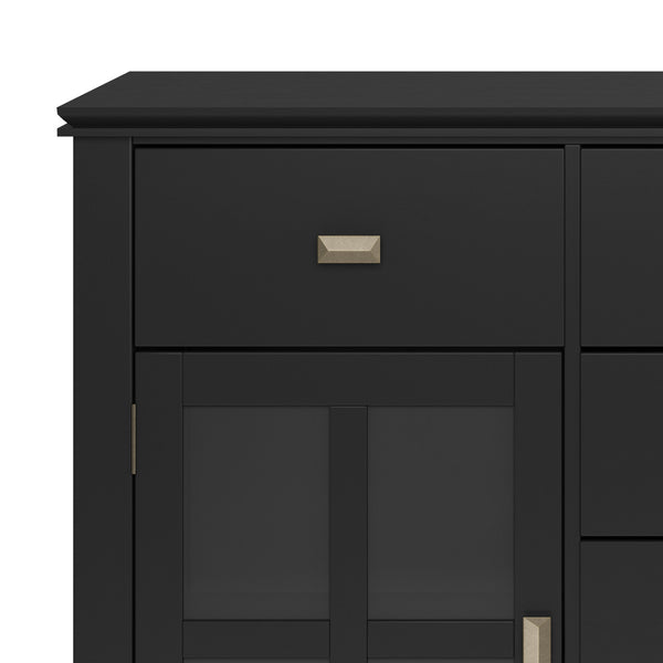 English Elm Artisan Solid Wood Sideboard Buffet: Elegant Black Finish, Ample Storage & Timeless Design For Home B136P158388