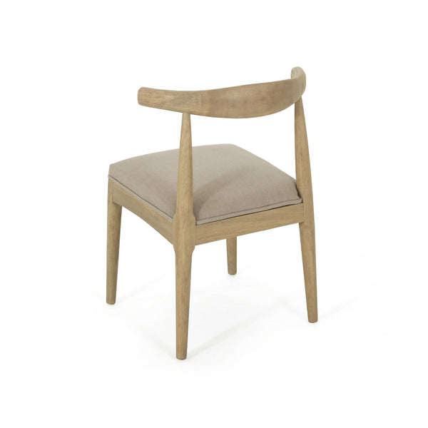 English Elm Dining Chair Set of Two Rubberwood Upholstered Seats Mid-century Modern Open Back Style Linen 74526.00PEBLN