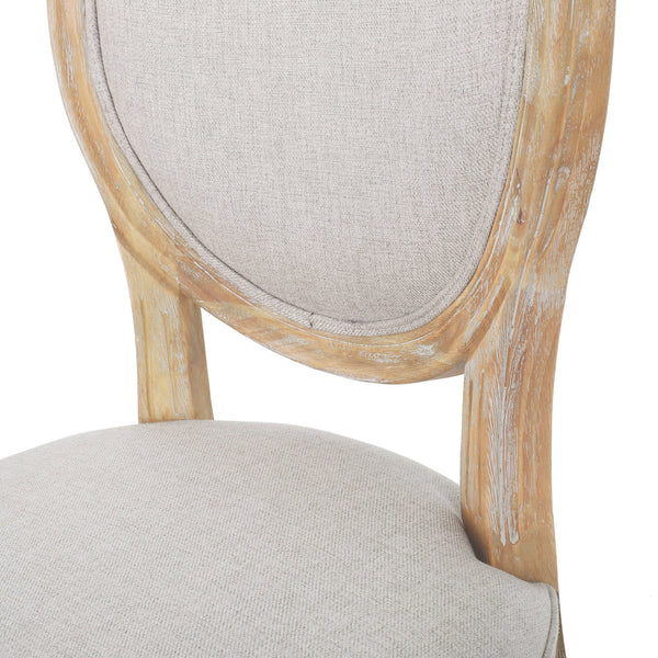 English Elm Kd French Country Rubberwood Dining Chairs Fluted Legs Padded Seat Set of 2 Beige 60352.00GRE