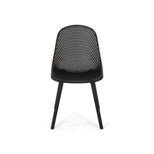 English Elm Christopher Knight Home® - POSEY Chair - Weather-Resistant Polypropylene Outdoor Dining Chair with Perforated Diamond Mesh Design for Durable Style Black 27.5 L x 21.5 W x 20.2 H 69067.00