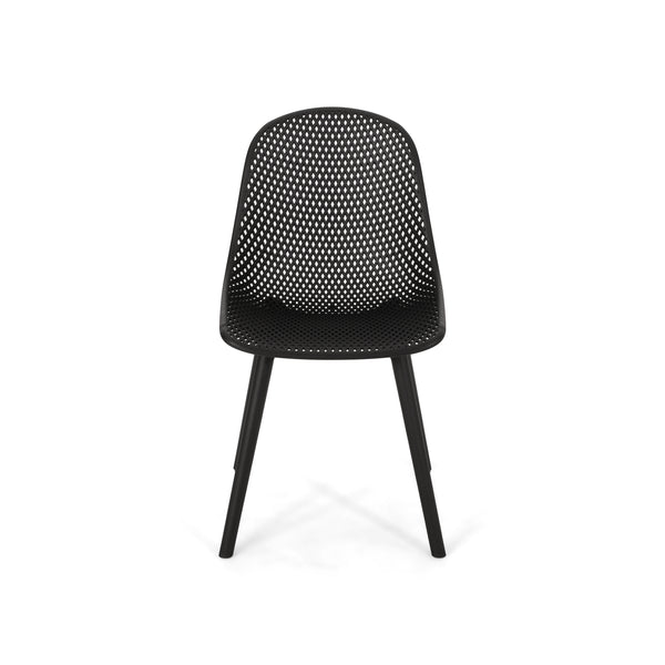 English Elm Christopher Knight Home® - POSEY Chair - Weather-Resistant Polypropylene Outdoor Dining Chair with Perforated Diamond Mesh Design for Durable Style Black 27.5 L x 21.5 W x 20.2 H 69067.00