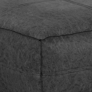 English Elm Brody - Versatile Large Square Coffee Table Pouf In Distressed Black Vegan Faux Leather For Style B136P159347