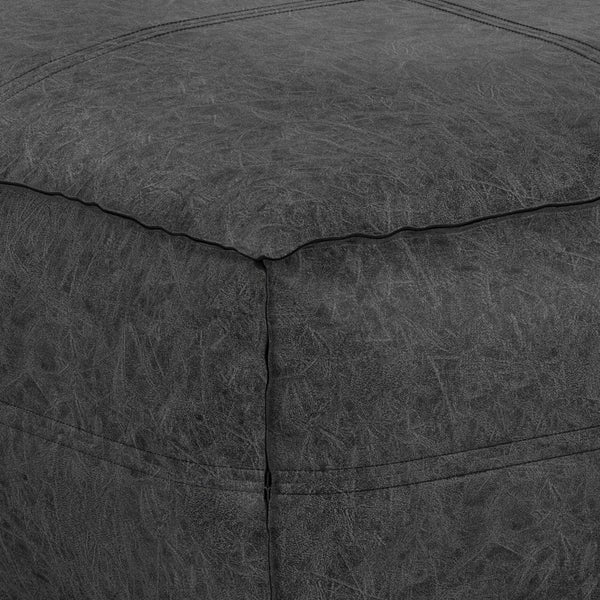 English Elm Brody - Versatile Large Square Coffee Table Pouf In Distressed Black Vegan Faux Leather For Style B136P159347