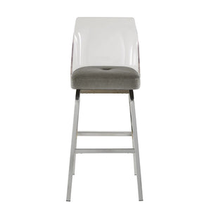 Homelegance By Top-Line Darrion Velvet Bar Height Swivel Stools (Set of 2) Grey Metal