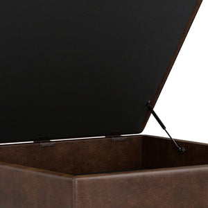 English Elm Owen - Mid-Century Inspired Xl Square Coffee Table Ottoman With Hidden Storage In Brown Vegan Leather B136P159202-GIGA