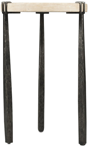 Hooker Furniture Driftwood Natural-Look Stone Top Side Table With Textured Metal Legs, Gray Finish For Small Spaces 6820-50002-00