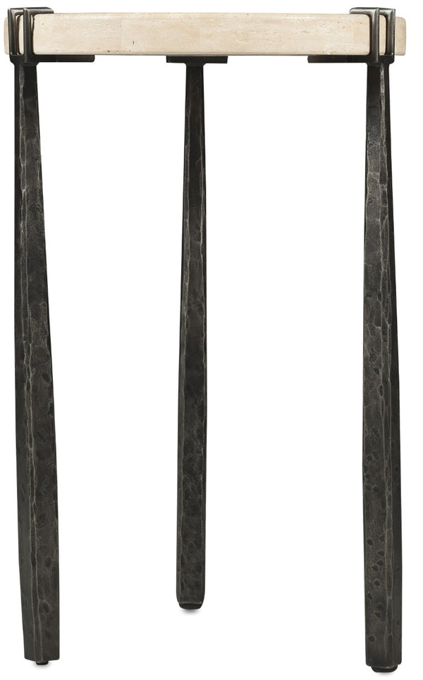 Hooker Furniture Driftwood Natural-Look Stone Top Side Table With Textured Metal Legs, Gray Finish For Small Spaces 6820-50002-00