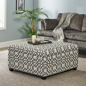 English Elm Richmond Square Storage Ottoman Geometric Patterned Fabric Lift Top Living Room 60266.00