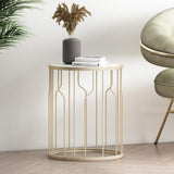 Christopher Knight Home® - Noble House - Redden Modern Glam Faux Marble Side Table, White and Champagne Silver