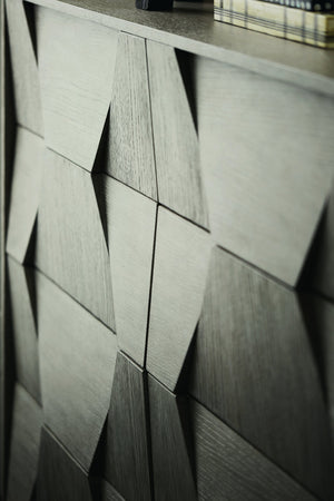 Bernhardt Bernhardt Linea Cerused Charcoal Entertainment Console — Wire-Brushed Oak, Faceted Doors, Cable Management 384870B