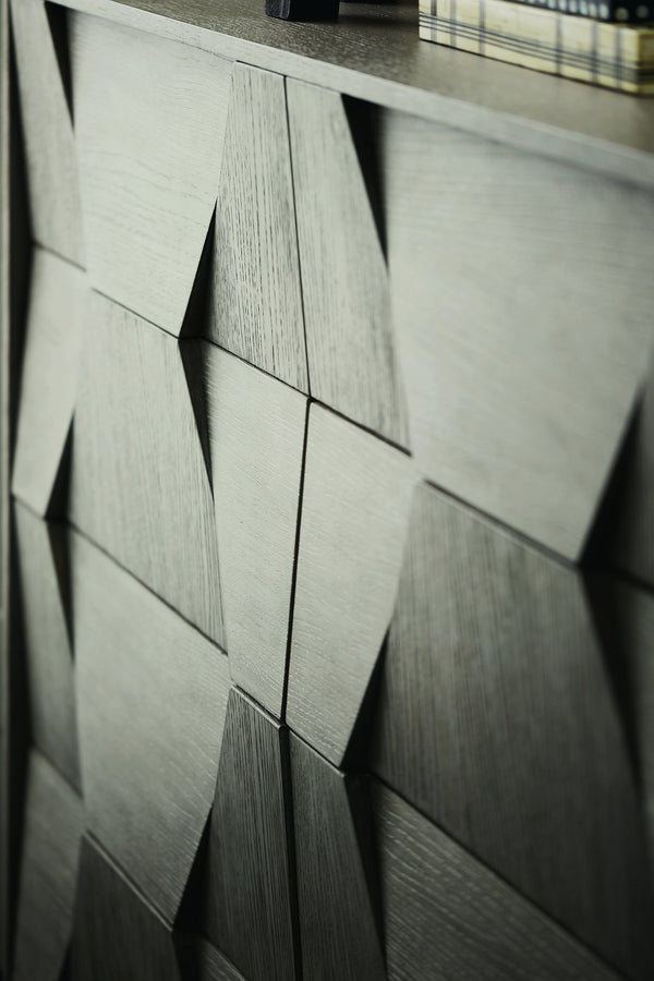 Bernhardt Bernhardt Linea Cerused Charcoal Entertainment Console — Wire-Brushed Oak, Faceted Doors, Cable Management 384870B