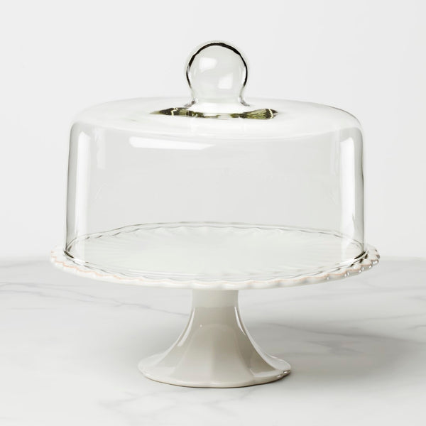 Lenox French Perle White Cake Plate with Dome White, WHITE STONEWARE 896913