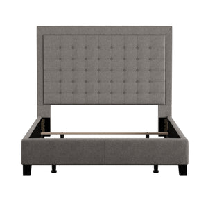 Homelegance By Top-Line Sinead Square Button-Tufted Upholstered Bed Grey Linen