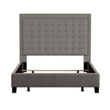 Homelegance By Top-Line Sinead Square Button-Tufted Upholstered Bed Grey Linen