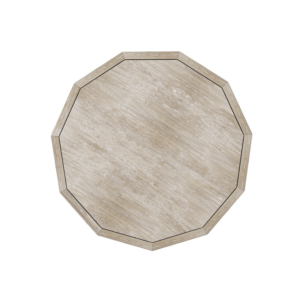 Bernhardt Bernhardt Prado Round Side Table In Tawny Resin Woodgrain Finish With Coffered Detail & Plinth Base 324124A