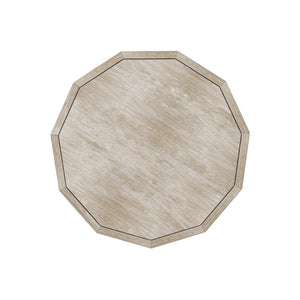 Bernhardt Bernhardt Prado Round Side Table In Tawny Resin Woodgrain Finish With Coffered Detail & Plinth Base 324124A