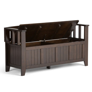 English Elm Acadian Entryway Storage Bench with Lift-Top Seating, Solid Wood Handcrafted Design, 48" Wide Dark Brown B136P159404