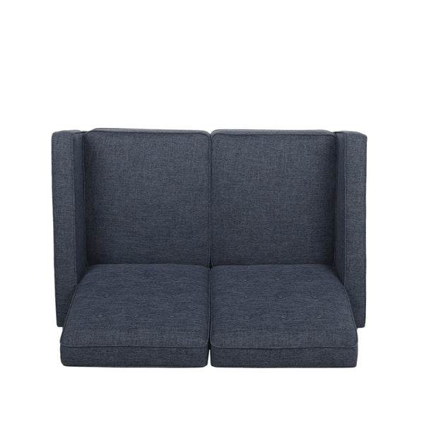 English Elm Christopher Knight Home® - DOUBLE Recliner Fabric Sofa with Plush Cushions and Space-Saving Design for Living Rooms, 49"L Dark Blue 72478.00FDBLU