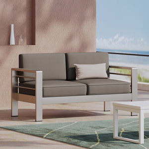 English Elm Christopher Knight Home® - CAPE Coral KD Loveseat with Aluminum Frame, Water-Resistant Cushions, 600lb Capacity, Compact khaki 56348.00