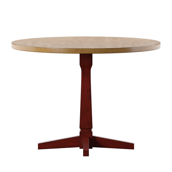 Homelegance By Top-Line Juliette Round Two-Tone Dining Table Red Rubberwood