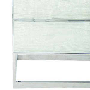 Bernhardt Bernhardt Parkhurst Dresser – High-Sheen White Lacquer, Polished Stainless Steel Frame, 7 Drawer Storage 382051