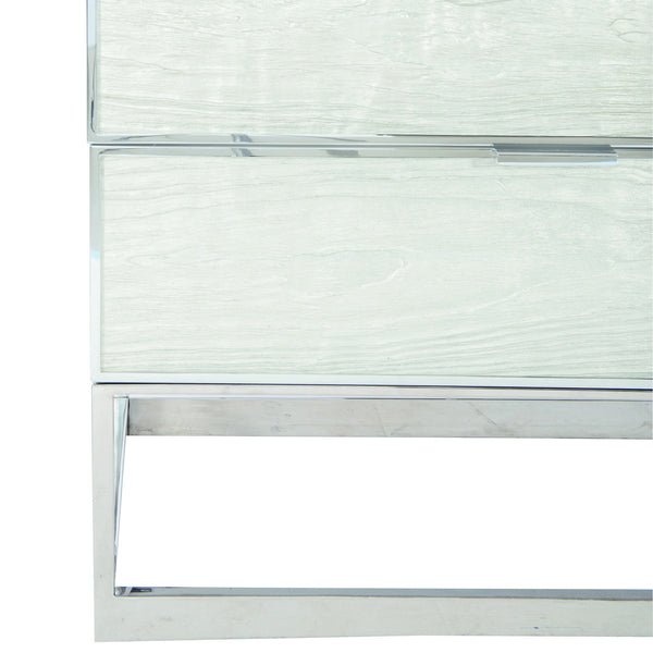 Bernhardt Bernhardt Parkhurst Dresser – High-Sheen White Lacquer, Polished Stainless Steel Frame, 7 Drawer Storage 382051