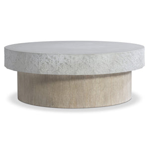 Bernhardt Bernhardt Pincio Cocktail Table With Millstone Faux Stone Top & Wirebrushed Oak Plinth On Casters 549019