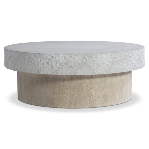 Bernhardt Bernhardt Pincio Cocktail Table With Millstone Faux Stone Top & Wirebrushed Oak Plinth On Casters 549019