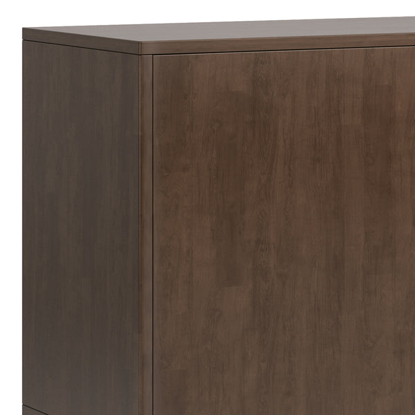 English Elm Harper Solid Hardwood Sideboard Buffet in Walnut Brown – Handcrafted Rubberwood, Mid-Century Storage Solution B136P158723