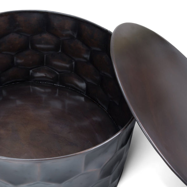 English Elm Whitney - Handcrafted Metal Storage Coffee Table In Antique Bronze - Stylish, Practical & Unique Design B136P158976-GIGA