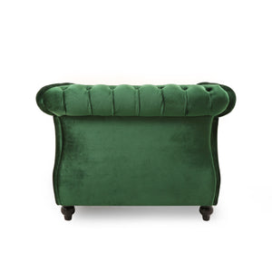English Elm Christopher Knight Home® - Chesterfield Velvet Club Chair with Birch Wood Legs — Luxurious Textures, Deep Comfort, Elegant Accent Seating Emerald 34.75 L x 34 W x 24.75 H 66583.00