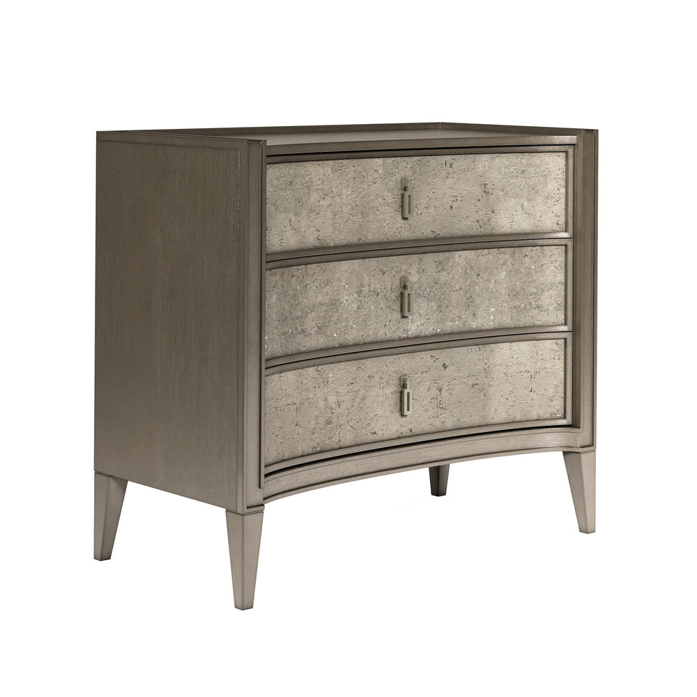 A.R.T. Furniture Cove Bachelor’S Chest - Glam Transitional Storage With Usb Chargers, Concave Design & Flared Legs Grey Rubberwood Solids,Primavera Veneers,Metal 349158-2743