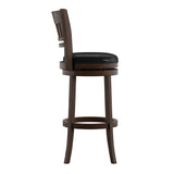 Homelegance By Top-Line Alessandro Faux Leather Lattice Back Swivel Bar Stool Black Rubberwood