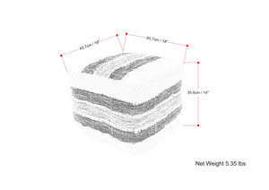 English Elm Barley Square Pouf Dark Gray - Handcrafted 100% Recycled PET, Water & UV Resistant Accent Seat B136P159345