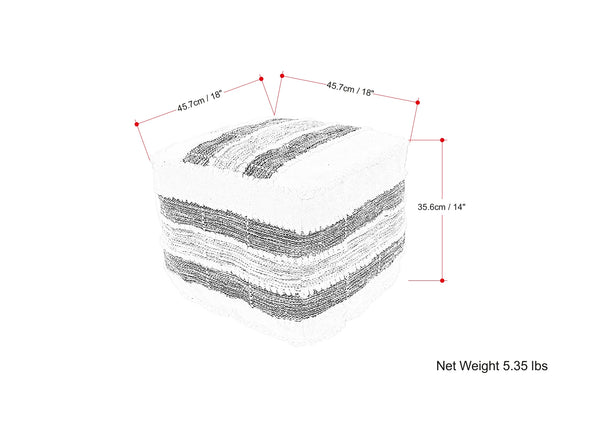 English Elm Barley Square Pouf Dark Gray - Handcrafted 100% Recycled PET, Water & UV Resistant Accent Seat B136P159345