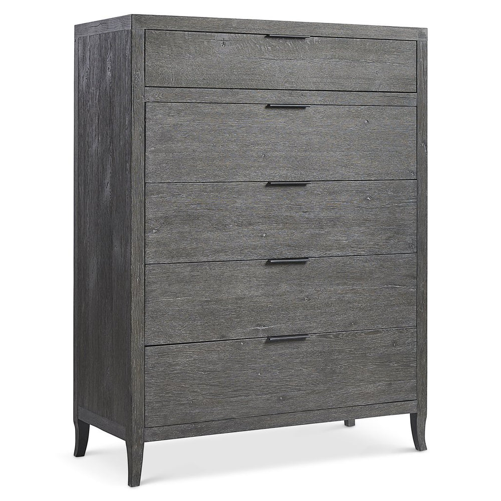 Bernhardt Bernhardt Tribeca Tall Drawer Chest With Tadon White Oak Finish, 5 Soft‑Close Drawers, Rustic Style 333118