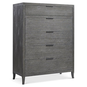 Bernhardt Bernhardt Tribeca Tall Drawer Chest With Tadon White Oak Finish, 5 Soft‑Close Drawers, Rustic Style 333118