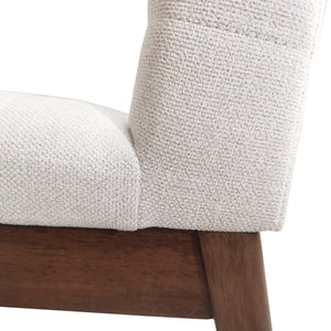 English Elm Upholstered Parsons Dining Chairs Set of 2 Channel Stitch Mid-century Walnut Frame 73471.00LBGE