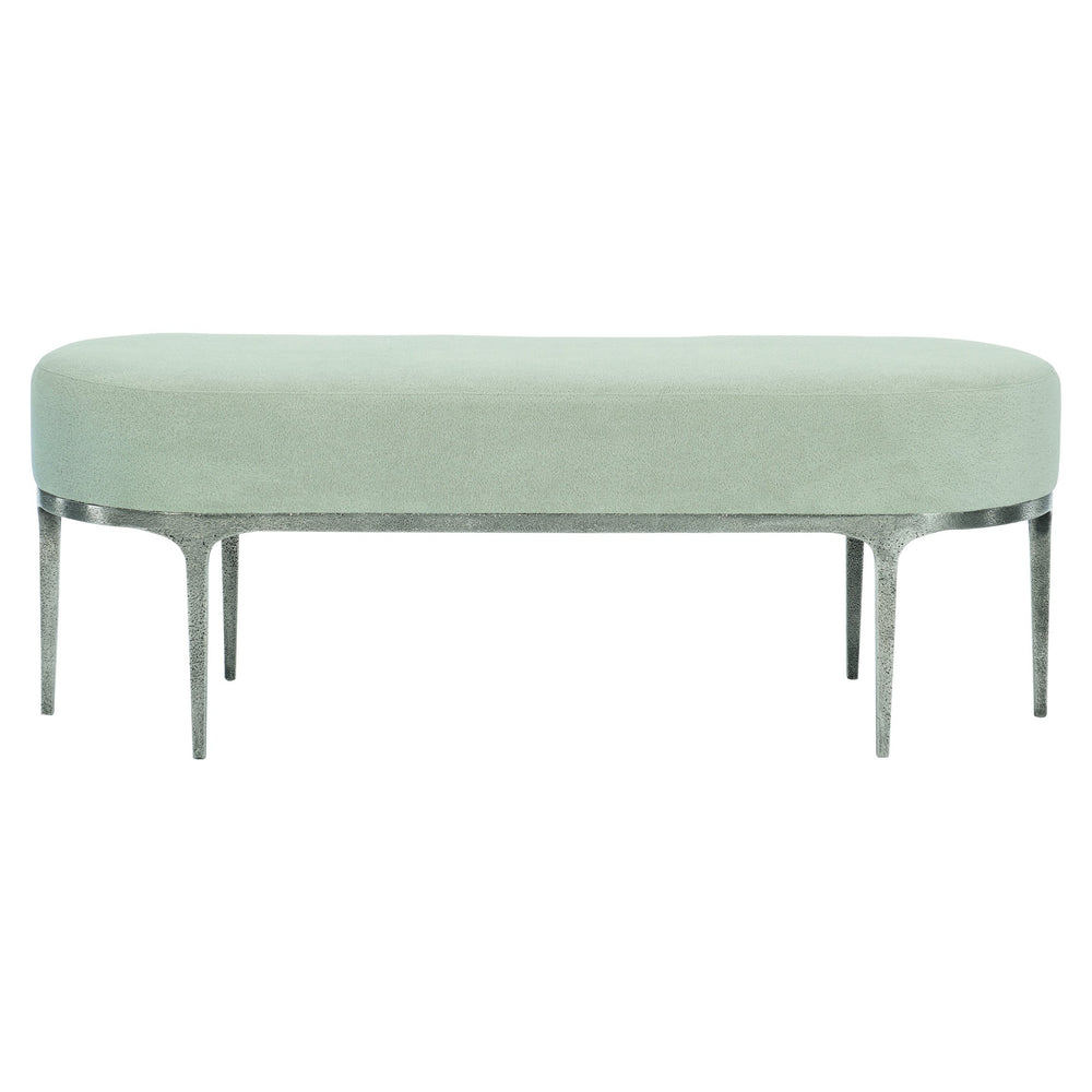 Bernhardt Bernhardt Linea Metal Bench With Textured Graphite Cast Aluminum Base, Upholstered Rustic Modern Seat 384508