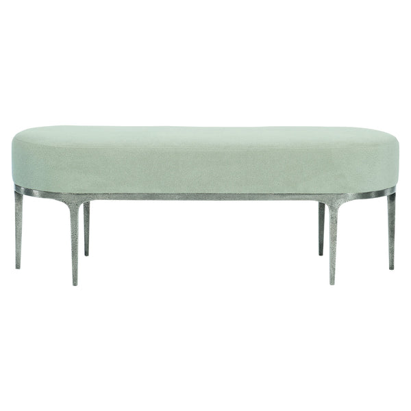 Bernhardt Bernhardt Linea Metal Bench With Textured Graphite Cast Aluminum Base, Upholstered Rustic Modern Seat 384508