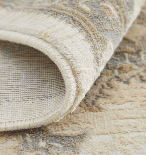 Feizy Rugs Celene Vintage-inspired Floral Rug - Elegant Neutral Palette, Power Loomed For Timeless Style Tan,Ivory,Brown Viscose,Polyester Cel39kzfbgegrye70
