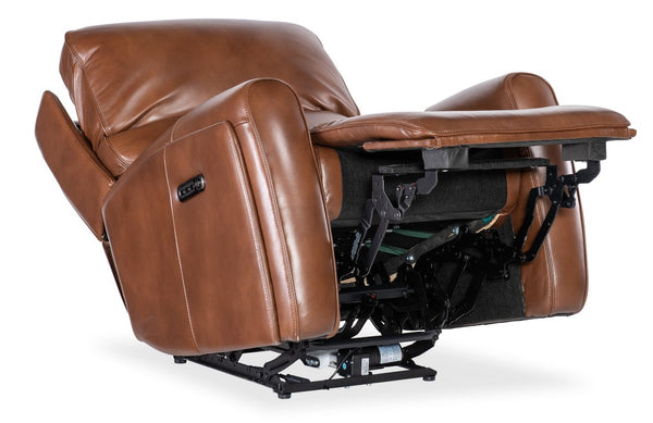 Hooker Furniture Crosby Giotto Top-Grain Leather Zero-Gravity Power Recliner With Usb, Power Headrest & Lumbar Support Brown SS741-PHZL1-080